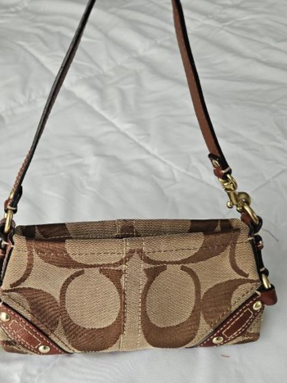 Rare Y2K Coach Micro Carly Khaki Signature Jacquard Excellent preowned condition